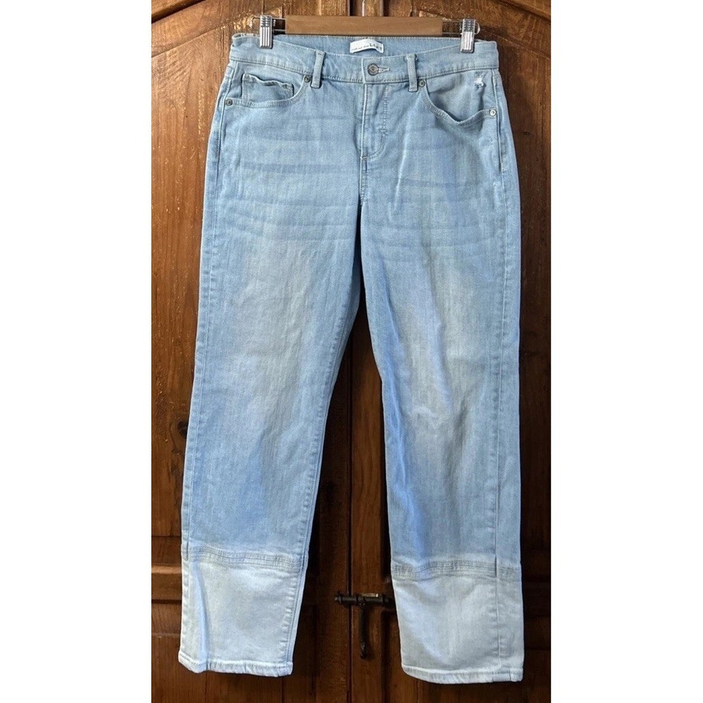 Ann Taylor LOFT Womens Girlfriend Ankle‎ Jeans Patched Light Indigo Wash Sz 4/27